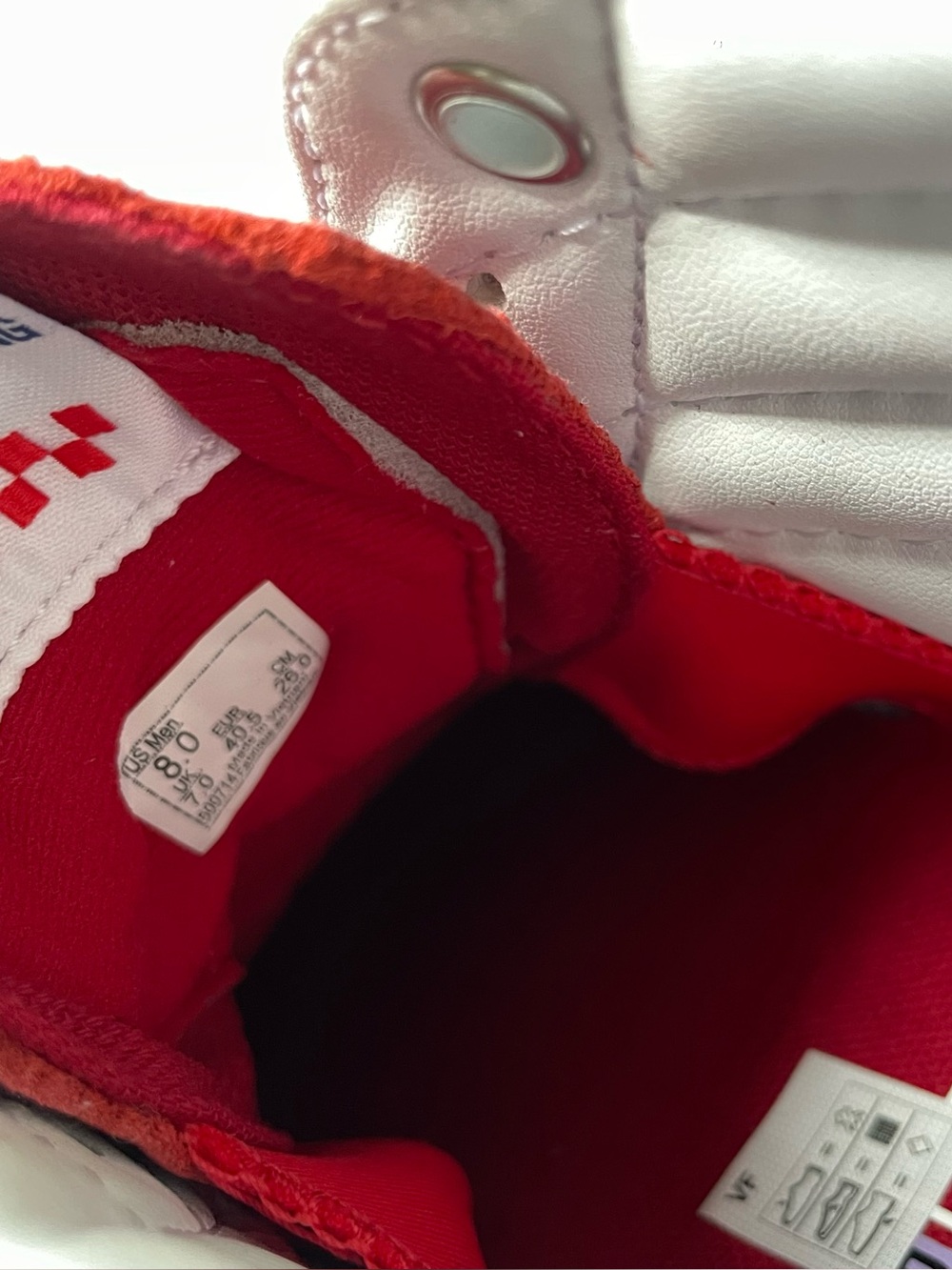 Vans Men’s Sk8-Hi Red White Leather High-Top Sneakers | US 8 - Picture 7 of 8